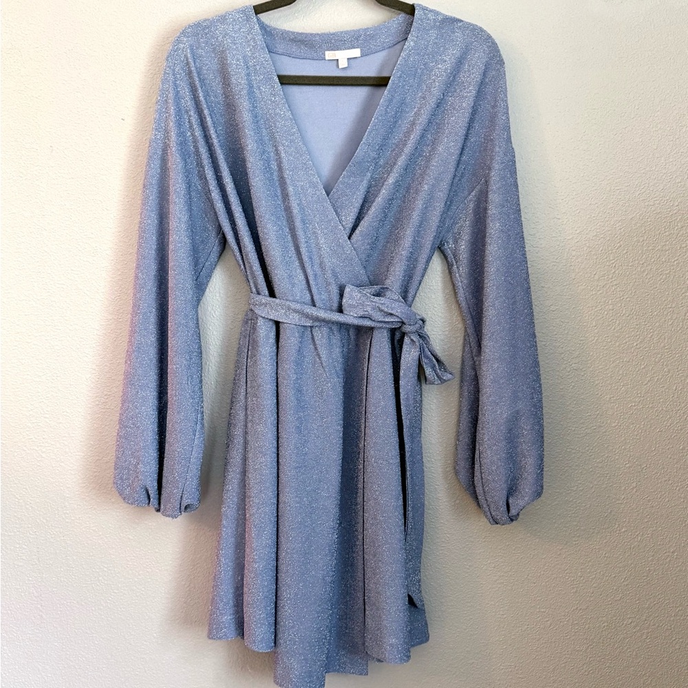 Elegant Blue Wrap Dress